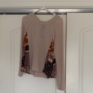 Blue Rain Beige and Orange Patchwork Blouse